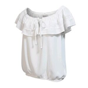 White Cottagecore Boho Peasant Top - No Boundries junior XL
